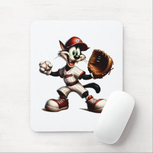 Goofy Cat Baseball Pitcher-Vind upp Musmatta