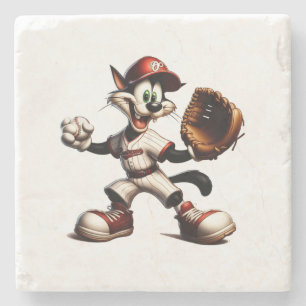 Goofy Cat Baseball Pitcher-Vind upp Stenunderlägg