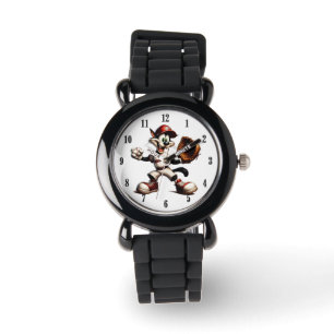 Goofy Cat Baseball Pitcher-Vind upp svarta siffror Armbandsur