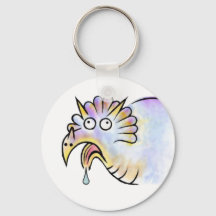 Goofy Dinosaur Triceratops Button Keychain