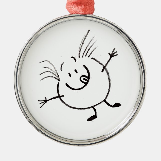 Goofy Doodle Guy Round Ornament (Framsidan)