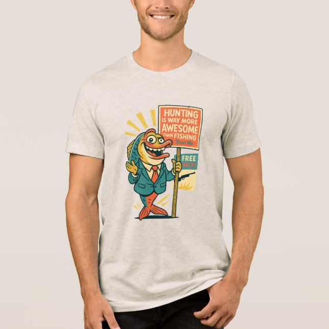 Goofy Fish Propaganda– “Hunting Is Awesome” Satire T Shirt (Framsida)