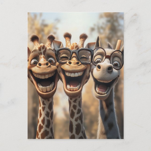 Goofy Giraffes in Glasses Helg Vykort (Framsida)
