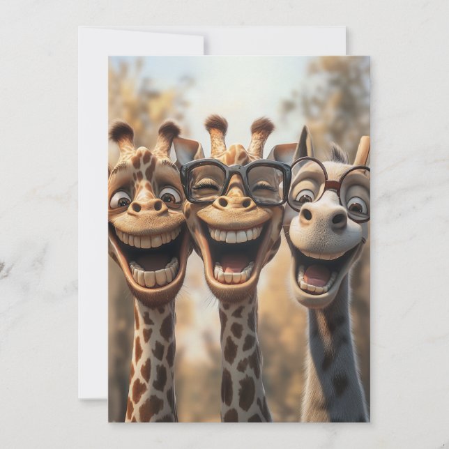 Goofy Giraffes in Glasses Kort (Framsida)