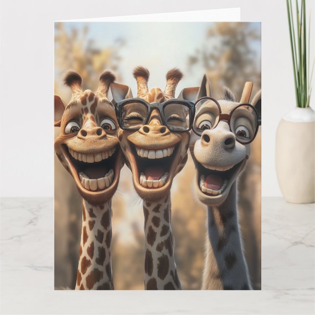 Goofy Giraffes in Glasses Kort (Framsida)