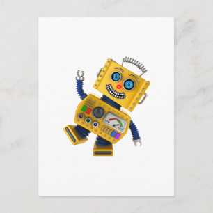 Goofy gult leksak robot vykort