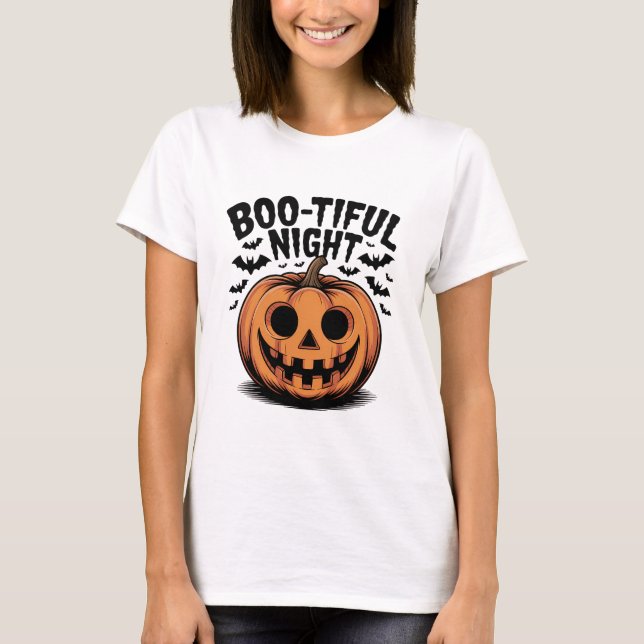 Goofy Jack-O’-Lantern Pumpkin Ansikte Art T Shirt (Framsida)