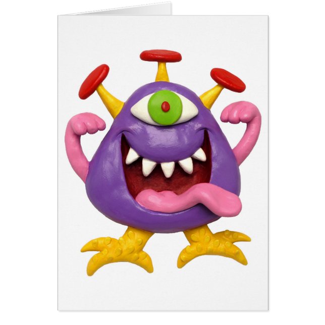 Goofy Lila Monster Hälsningskort (Framsidan)
