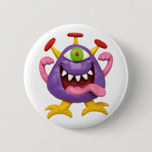 Goofy Lila Monster Knapp