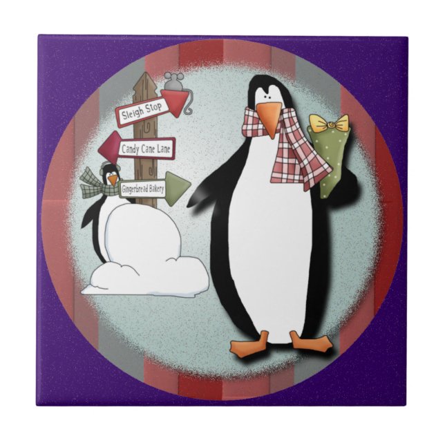 Goofy Penguins Tile Trivet Kakelplatta (Framsidan)