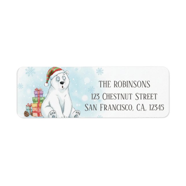 Goofy Polar Bear Christmas Presents  Returadress Etikett (Framsidan)