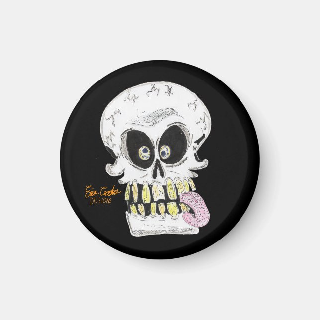 goofy skull skeleton face magnet (Framsidan)