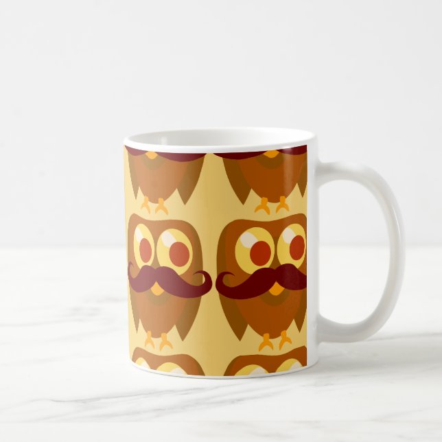 Goofy Trendig Mustache Uggla Tecknade figurer Kaffemugg (Höger)