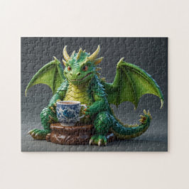 Goofy Welsh Dragon Drinking Tea Pussel