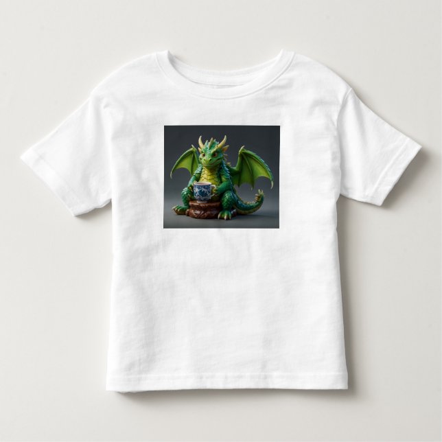 Goofy Welsh Dragon Drinking Tea T Shirt (Framsida)