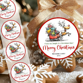 Goofy whimsical reindeer sticker funny deer print runt klistermärke