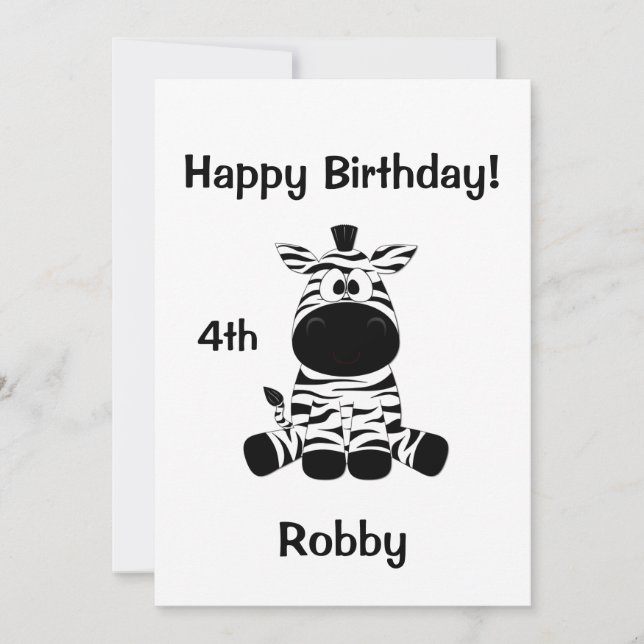 Goofy Zebra Födelsedagsfest inbjudan (Framsida)