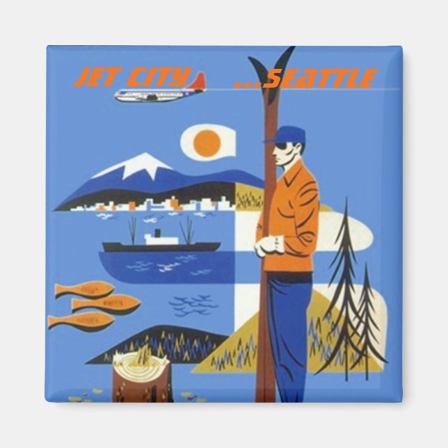 GOOGIE JET CITY SOUVENIR MAGNET SEATTLE WASHINGTON (Framsidan)