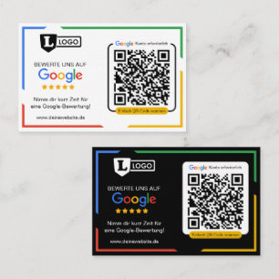 Google bedömningskort med QR-kod Visitenkort Visitkort