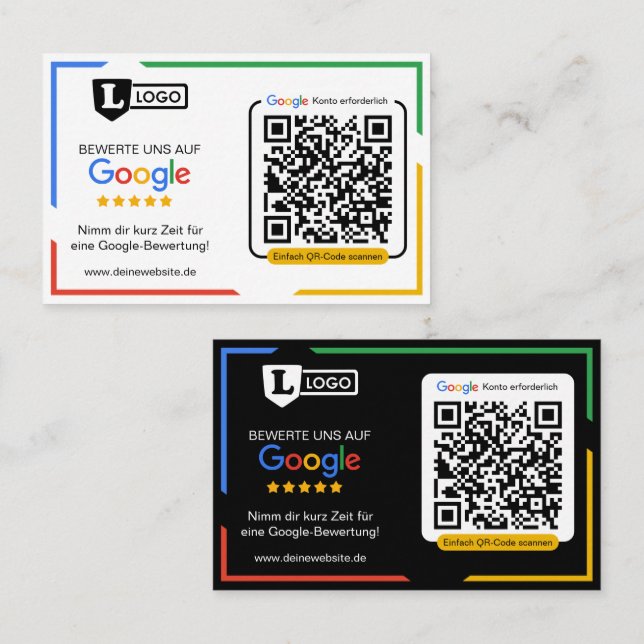 Google bedömningskort med QR-kod Visitenkort Visitkort (Fram/baksida)