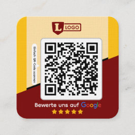 Google Bewertungskarte mit QR code Business Card  Fyrkantigt Visitkort
