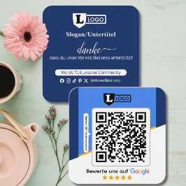 Google Bewertungskarte mit QR code Business Card  Fyrkantigt Visitkort
