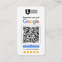 Google Bewertungskarte mit QR code Business Card  Visitkort