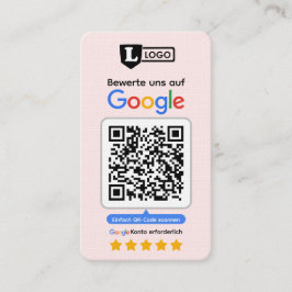 Google Bewertungskarte mit QR code Business Card  Visitkort