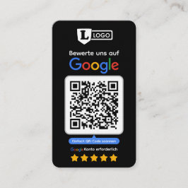 Google Bewertungskarte mit QR code Business Card  Visitkort