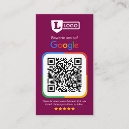 Google Bewertungskarte mit QR code  Visitkort