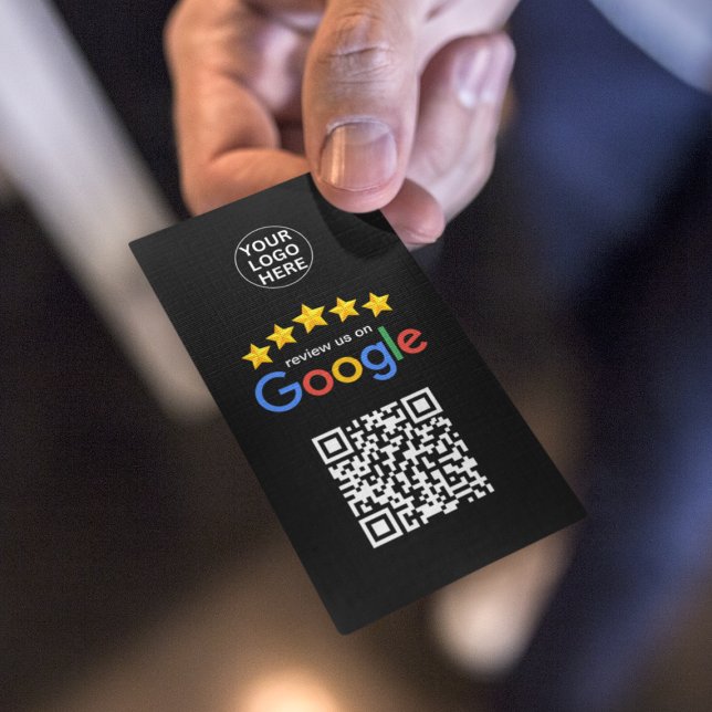 Google Business Review 5 Star Qr Code Black Visitkort (Skapare uppladdad)
