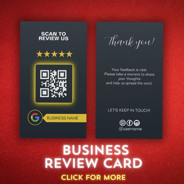 Google Granska mitt affärsskript - tack för QR-kod Visitkort (Google Review My Business Script Thank you Qr Code Business Card)