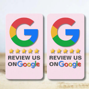 Google Granska QR-koden Rosa Tap to Review Visitkort