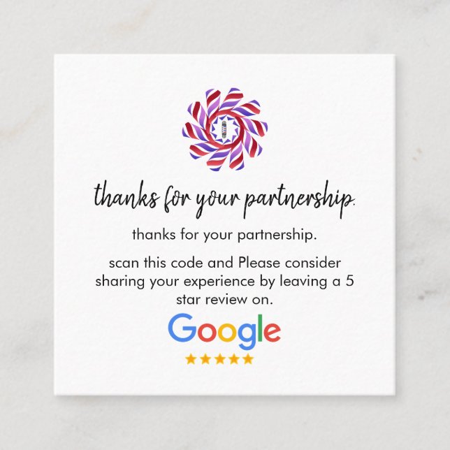 Google-granskning | Affärsgranskningslänk QR-kodru Fyrkantigt Visitkort (Framsida)