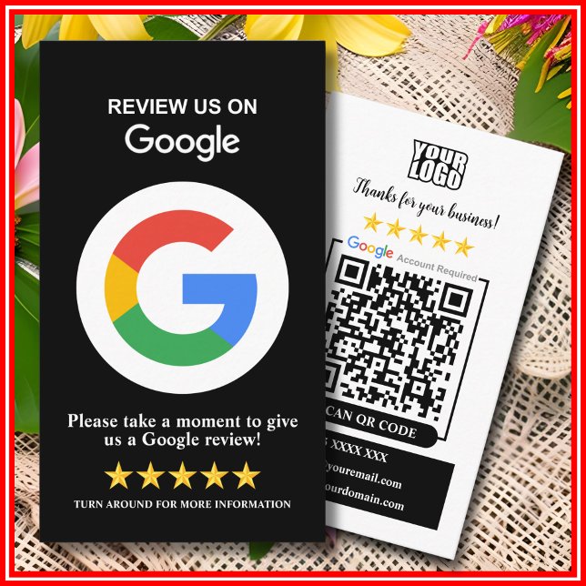 Google-granskning | Business Review US Black QR-ko Visitkort (Skapare uppladdad)