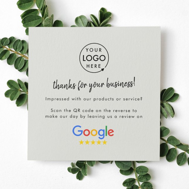 Google-granskning | Business Review US Grått QR-ko Fyrkantigt Visitkort (Skapare uppladdad)