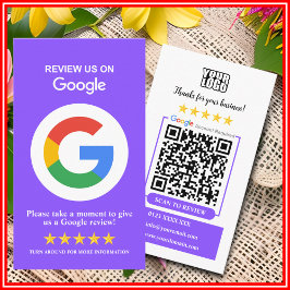 Google-granskning | Business Review US Lila QR-kod Visitkort
