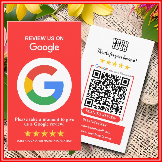 Google-granskning | Business Review US Red QR Code Visitkort (Skapare uppladdad)