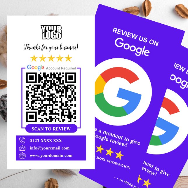 Google-granskning | Business Review US Violet QR C Visitkort (Skapare uppladdad)