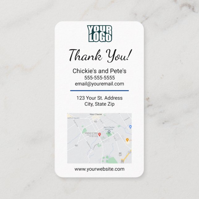 Google-granskning med länkmallen Karta och QR-kod Visitkort (Baksida)