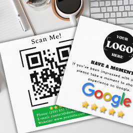 Google-granskning med QR-kodlänk Fyrkantigt Visitkort