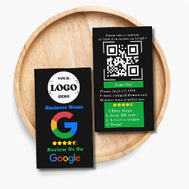 Google-granskning med QR-kodlänk och -Logotyp Visitkort