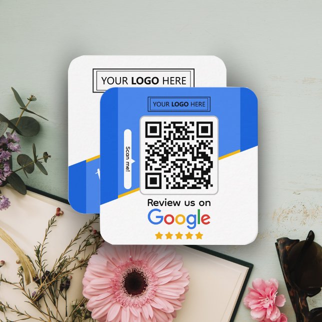 Google-granskning | QR-kod för Business Review Lin Fyrkantigt Visitkort (review us )