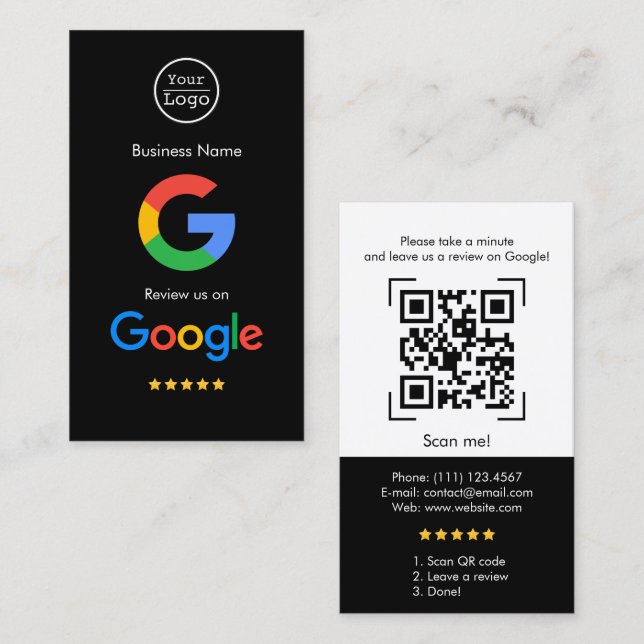 Google-granskning | QR-kod för Business Review Lin Visitkort (Fram/baksida)