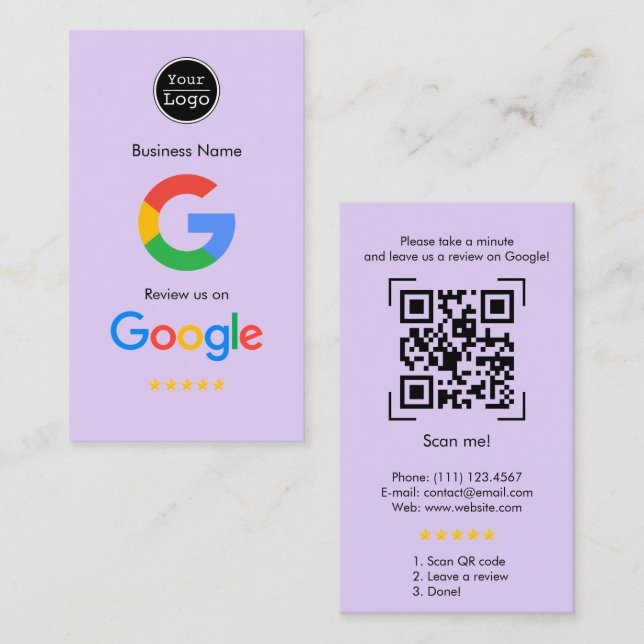 Google-granskning | QR-kod för Business Review Lin Visitkort (Fram/baksida)