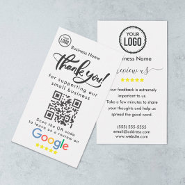 Google-granskningar med Tack- och QR-kod Visitkort