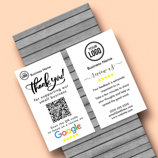 Google-granskningar med Tack- och QR-kod Visitkort (Skapare uppladdad)
