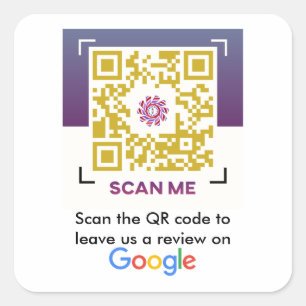 Google-granskningsbegäran med QR-kod-ruta-etikett Fyrkantigt Klistermärke