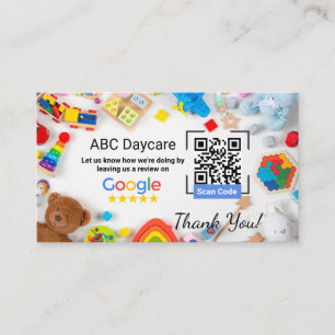 Google-granskningskort för Daycare Business W/QR-k Visitkort