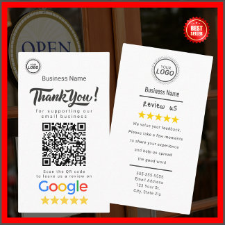 Google-granskningskort med QR-kodlänkmall Visitkort